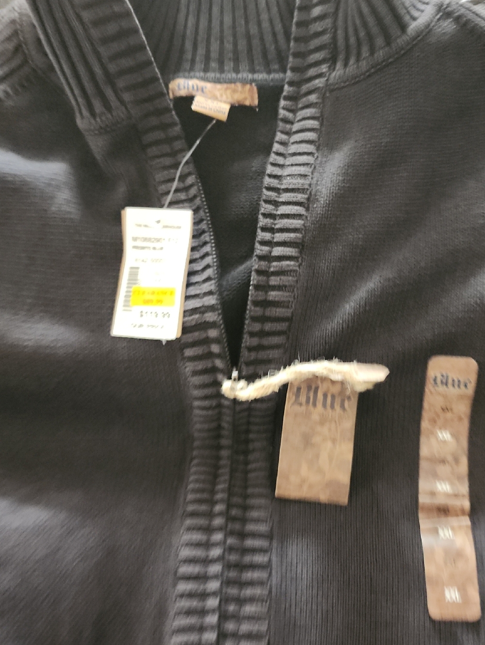 Blue Life Men's Black Ribbed Full-Zip Sweater